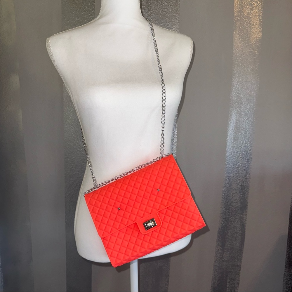 Gummy Bags‎ American Jewel Orange Neon Silicone Rubber Purse Crossbody 90’s